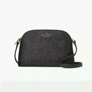 NWT Kate Spade New York Tinsel Small Dome Crossbody Bag Black Glitter Purse